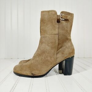 Jones New York Byberry Suede Block Heel  Buckle Side Zip Boots B3